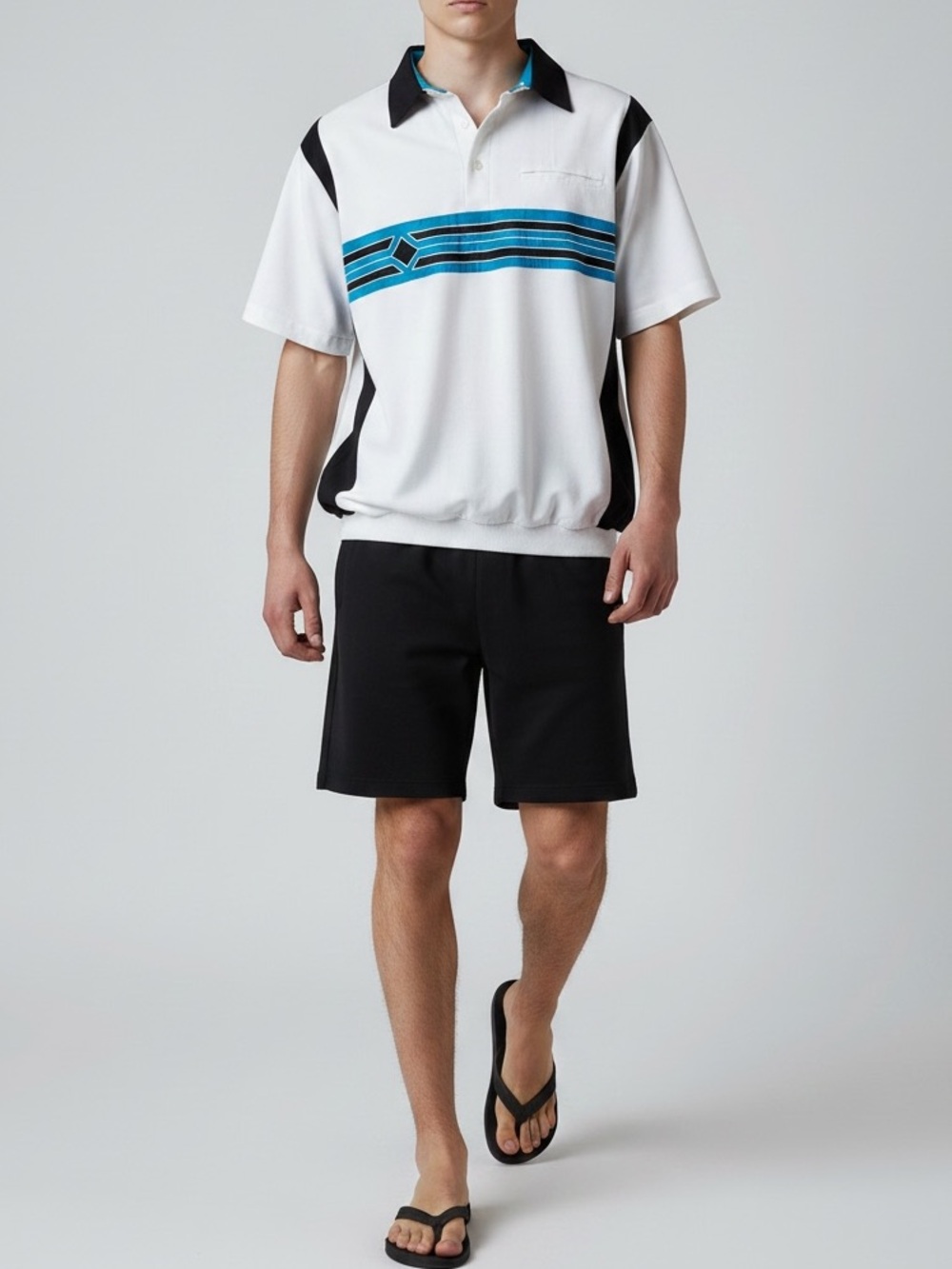 Vintage 1979 Alan Stuart Geometric Colour Block Resort Shirt
